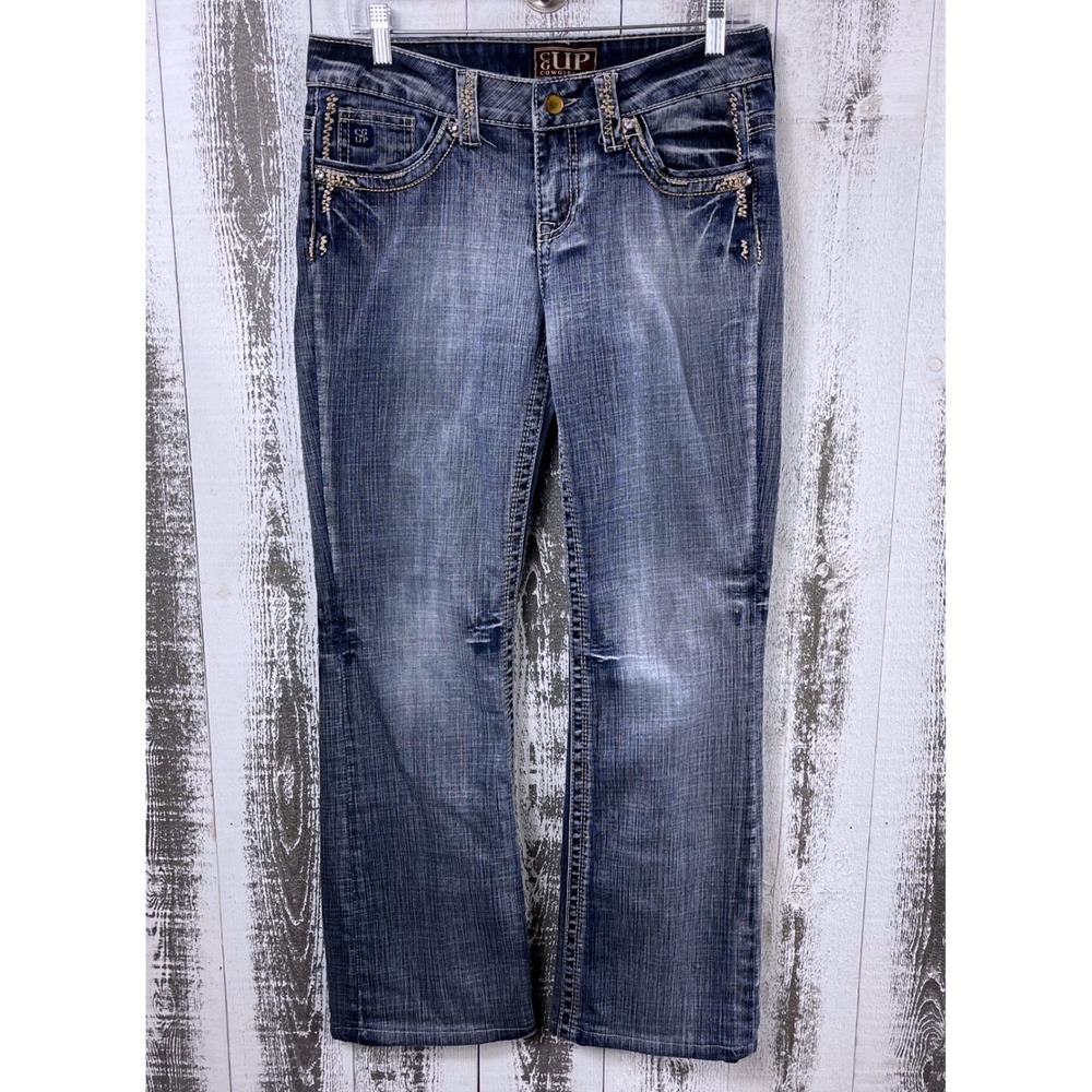 Cowgirl Up Embellished Bootcut Jeans Women's 29x32 Medium Wash Western Denim